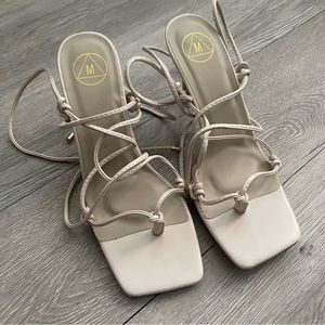 Misguided Square Toe Heel with a wrap around strap size 6